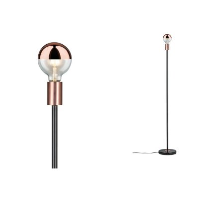 Paulmann Nordin, stojací lampa v kombinaci černé, mědi a černého mramoru,  1x20W E27, výška 120cm