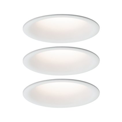 Paulmann LED Cymbal, set bílých bodovek, 3x6,7W LED 2700K dim-to-warm, prům. 7,7cm, IP44