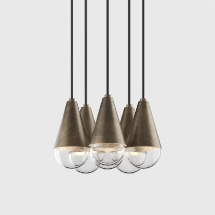 Il Fanale Dew, závěsné svítidlo v antické úpravě železo/čiré sklo 6xG9 max 5W, prům. 25cm