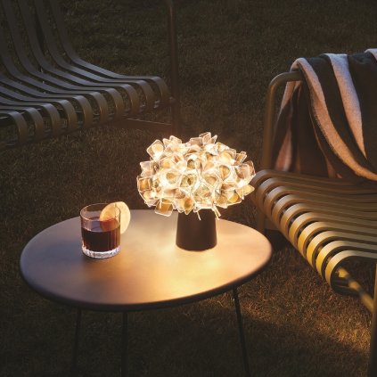 Slamp Clizia Mama non Mama Gold Table, stolní lampička s černým podstavcem na baterii, 1,3W LED 2700K, výška 25cm