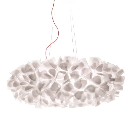 Slamp Clizia Mama Non Mama White 130, designové svítidlo s červeným kabelem, 15x12W E27, prům. 130cm