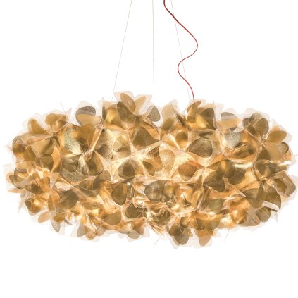 Slamp Clizia Mama Non Mama Gold 130, designové svítidlo s červeným kabelem, 15x12W E27, prům. 130cm