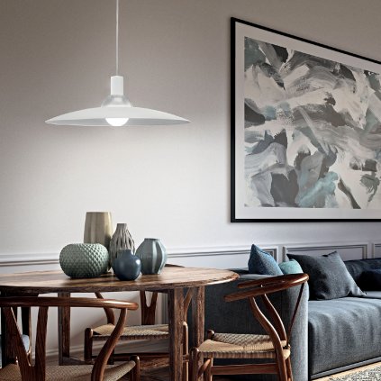 Fabas Camilla, bílý kuchyňský lustr, 1xE27, průměr 50cm