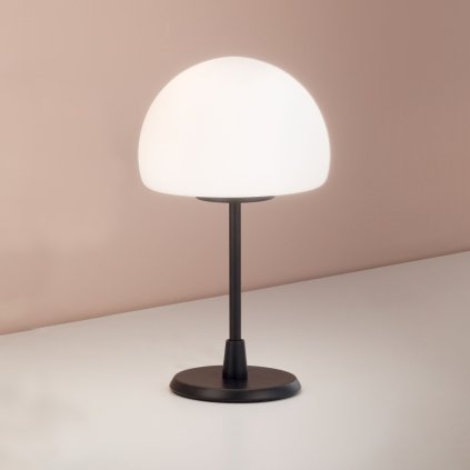 Fabas Gaia, dotyková stolní lampa černý kov/mléčné sklo 1xG9 33W, výška 26cm
