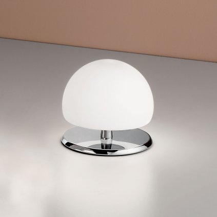 Fabas Morgana, dotyková stolní lampa chrom/mléčné sklo, 1xG9 33W, průměr 15cm