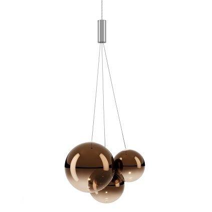 Lodes Random, závěs z bronzového foukaného skla, 3x1W LED 3000K, šířka 29cm