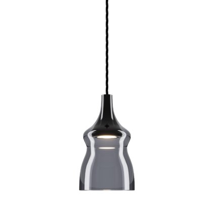 Lodes Nostalgia small glossy smoke, kouřové sklo/černý závěs, 11W LED 2700K, prům. 12,5cm