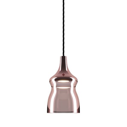 Lodes Nostalgia small rose gold, červenozlaté sklo/černý závěs, 11W LED 2700K, prům. 12,5cm