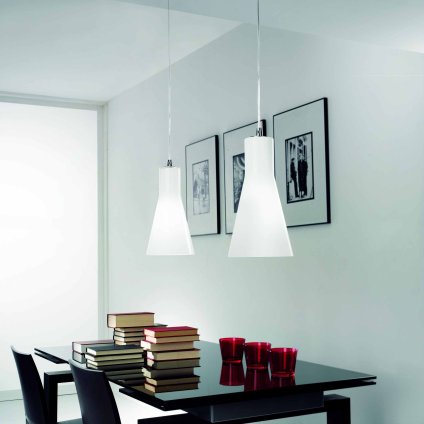 Fabas Diana, závěsné svítidlo, 2x60W, bílé stínítko, šířka 66cm
