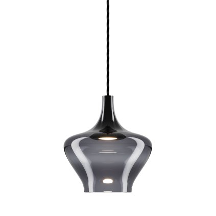 Lodes Nostalgia medium glossy smoke, kouřové sklo/černý závěs, 11W LED 2700K, prům. 20cm