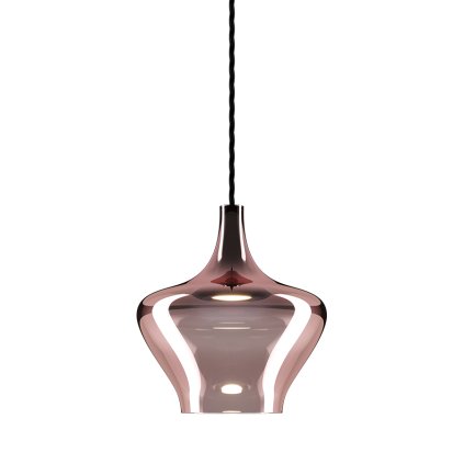 Lodes Nostalgia medium rose gold, červenozlaté sklo/černý závěs, 11W LED 2700K, prům. 20cm