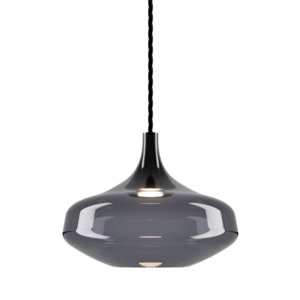 Lodes Nostalgia large glossy smoke, kouřové sklo/černý závěs, 11W LED 2700K, prům. 28cm