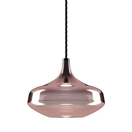 Lodes Nostalgia large rose gold, červenozlaté sklo/černý závěs, 11W LED 2700K, prům. 28cm