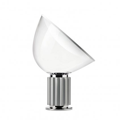 Flos Taccia LED, designová lampa se stmívačem, 28W LED 2700K, sklo/anodizovaná stříbrná, výška 64,5cm