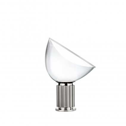 Flos Taccia small LED, designová lampa se stmívačem, 16W LED 2700K, sklo/anodizovaná stříbrná, výška 48,5cm