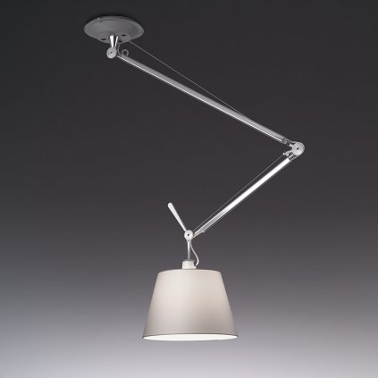 Artemide Tolomeo decentrata, designové závěsné svítidlo, 1x150W E27, polohovatelná ramena, stínítka z pergamenu, průměr 36cm