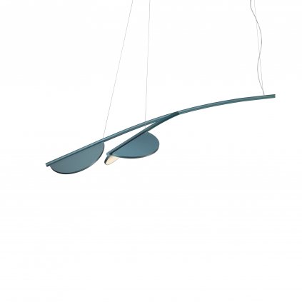 Flos Almendra S2 Y Long, závěsné svítidlo, modrá metalizovaná, 30W 2700K stmívatelné, 157,7cm
