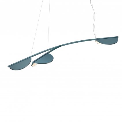 Flos Almendra S3 Y Long, závěsné svítidlo, modrá metalizovaná, 45W 2700K stmívatelné, 186cm