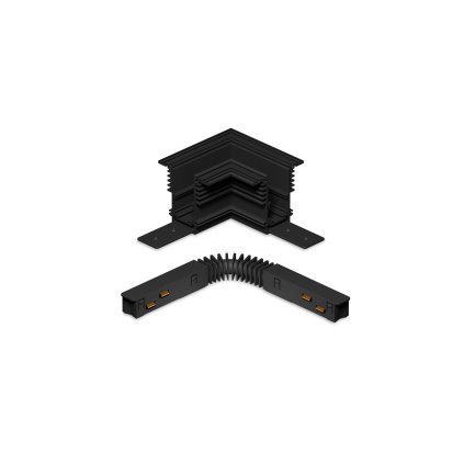 LED2 Mag track 48V, černá horizontální L rohová spojka pro zapuštěnou kolejnici DALI