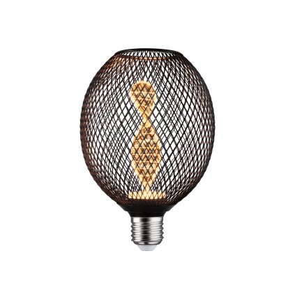 Paulmann Zyl Helix, černá dekorativní drátěná žárovka E27 3,5W 1800K, průměr 11cm
