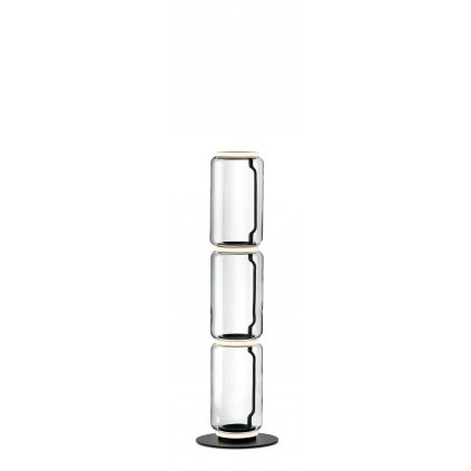 Flos Noctambule F3 Low Cylinders Small Base, stojací lampa ze skla se stmívačem, 4x9W LED 2700K, výška 140cm