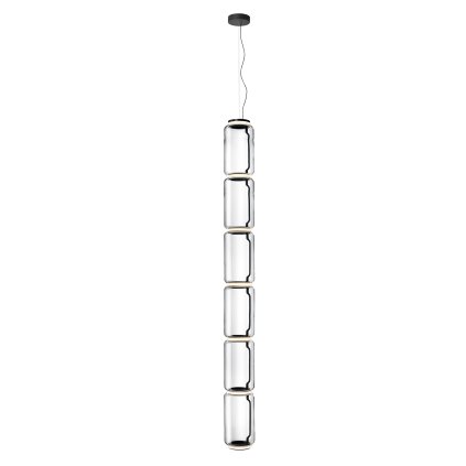 Flos Noctambule S6 Low Cylinders, závěsné svítidlo ze skla, 7x9W LED 2700K, výška 274cm