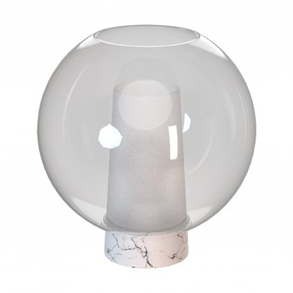Mantra Nora, stolní lampa 1xE27 čiré sklo/bílý mramor, průměr 25cm