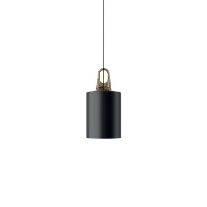 Lodes Jim Cylinder cluster, černé svítidlo se zlatým hákem, 1x25W LED E27, prům. 17,5cm