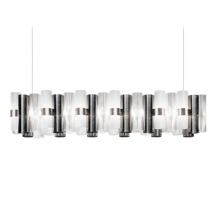 Slamp La Lollo Pewter white suspension linear 140, designové závěsné svítidlo, 110W LED 2700K stmívatelné, délka 142cm