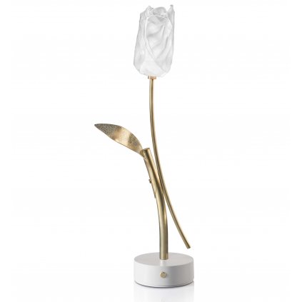 Slamp Tulip battery, stolní designová lampička na baterii s bílým podstavcem, 1,3W LED 2700K, výška 38cm