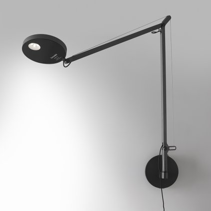 Artemide Demetra, antracitová nástěnná LED lampa s dotykovým stmívačem, 8W LED 3000K, 63+63cm