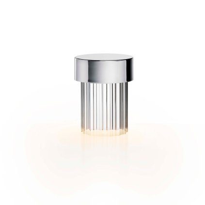 Flos Last Order Fluted, bateriová lampička leštěná nerez, 2,5W LED 2700K stmívatelná, výška 14,2cm