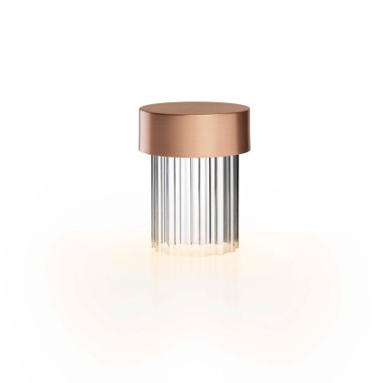 Flos Last Order Fluted, bateriová lampička satinovaná měď, 2,5W LED 2700K stmívatelná, výška 14,2cm