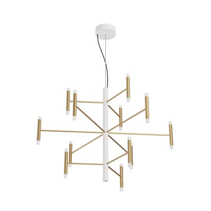 Linea Light Perla_P12, bílo-zlatý moderní lustr, 59W LED 3000K DALI, 87x100cm