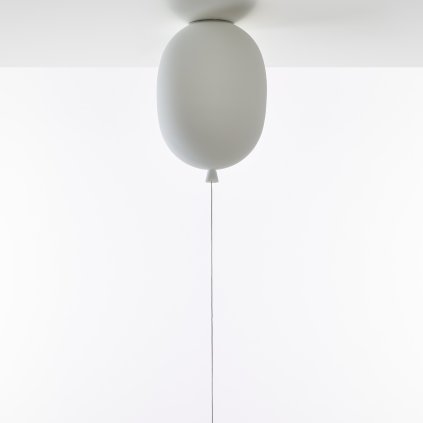 Brokis Memory Oval, stropní balonek z matného bílého skla, černý spínač 1x15W E27, výška 43,5cm