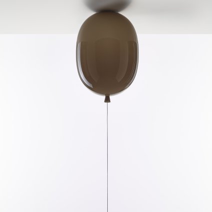 Brokis Memory Oval, stropní balonek z lesklého hnědého skla, černý spínač 1x15W E27, výška 43,5cm