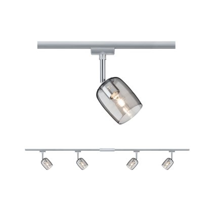 Paulmann Blossom, základní set Urail systemu, 4xG9 max. 10W, matný chrom/kouřové sklo, délka 2,2m