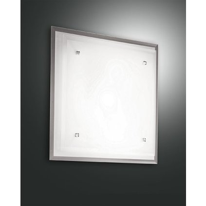 Fabas Maggie, stropní hranaté svítidlo z bílého skla, 2x60W, 40x40cm