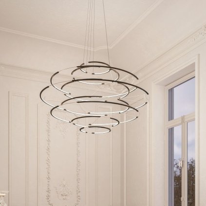 Nemo Drop 9, černé závěsné svítidlo, 110W LED 2700K stmívatelné, průměr 110cm