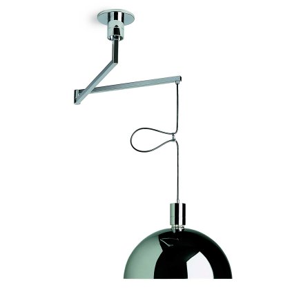 Nemo AM4Z, závěsné svítidlo s pochromovaným stínidlem a nastavitelným ramenem, 1x250W E27, prům. 45cm