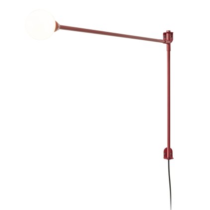 Nemo Mini Potence Pivotance, červená designová nástěnná lampa s vypínačem, 4W G9, délka 100cm