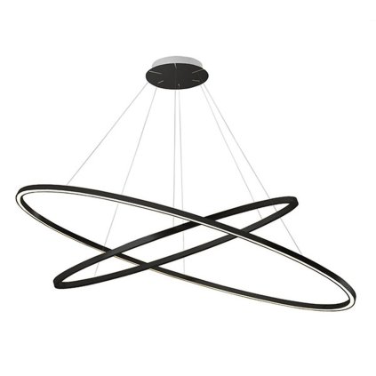 Nemo Ellisse Pendant Double, černé oválné závěsné svítidlo, 85W LED 2700K, 135x70cm