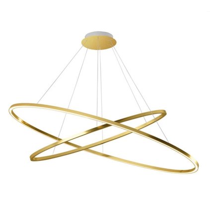 Nemo Ellisse Pendant Double, zlaté oválné závěsné svítidlo, 85W LED 2700K, 135x70cm