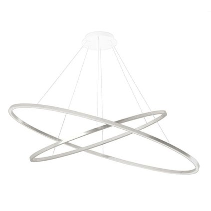 Nemo Ellisse Pendant Double, oválné závěsné svítidlo z leštěného hliníku, 85W LED 2700K, 135x70cm