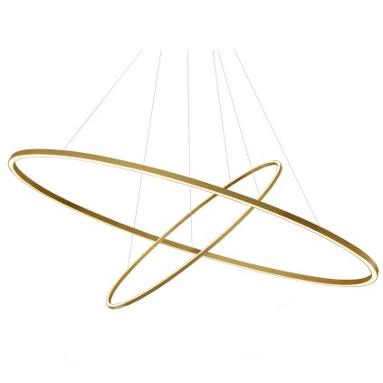 Nemo Ellisse Pendant Double Mega, zlaté oválné závěsné svítidlo, 85W LED 2700K, 186x95cm