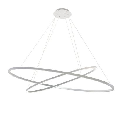 Nemo Ellisse Pendant Double, bílé oválné závěsné svítidlo, 85W LED 3000K, 135x70cm