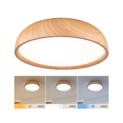 Paulmann Oka, koupelnové stropní svítidlo LED 24W White Switch, vzhled dřeva, průměr 36cm, IP44