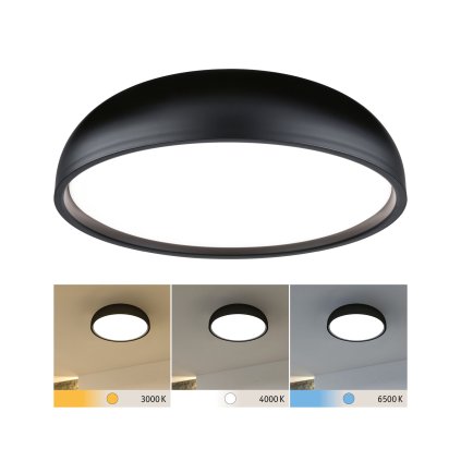 Paulmann Oka, koupelnové stropní svítidlo LED 24W White Switch, černá, průměr 36cm, IP44