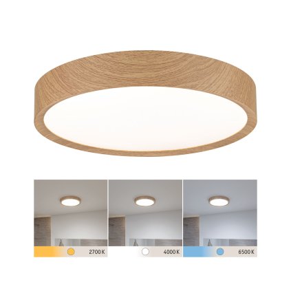 Paulmann Tega, koupelnové stropní svítidlo LED 22,5W White Switch, vzhled dřeva, průměr 33,4cm, IP44
