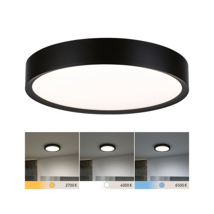Paulmann Tega, koupelnové stropní svítidlo LED 22,5W White Switch, černá, průměr 33,4cm, IP44